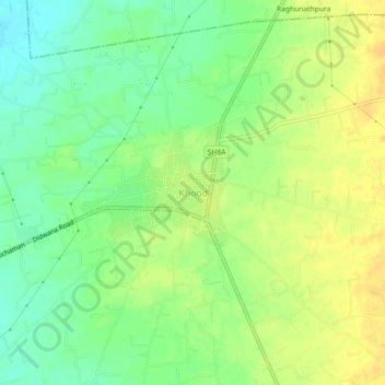 Carte topographique Khood, altitude, relief