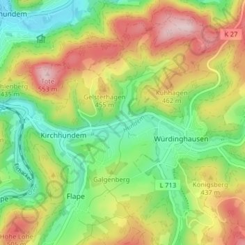 Carte topographique Herrntrop, altitude, relief