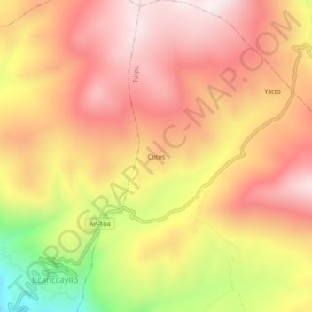 Carte topographique Cotos, altitude, relief