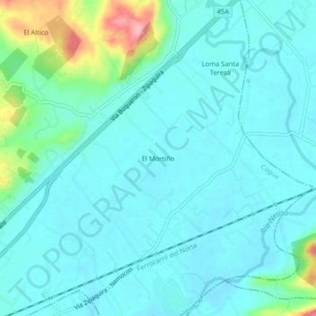 Carte topographique El Mortiño, altitude, relief