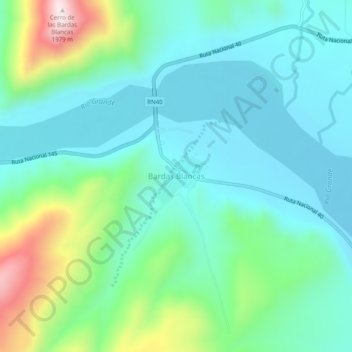 Carte topographique Bardas Blancas, altitude, relief