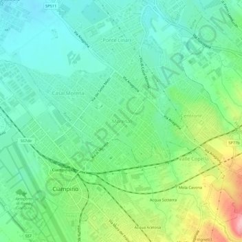 Carte topographique Morena, altitude, relief