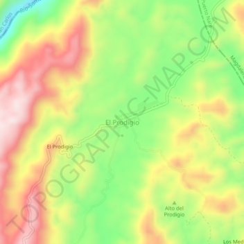 Carte topographique El Prodigio, altitude, relief