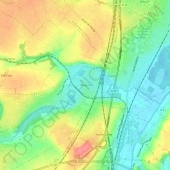 Carte topographique Malaguet, altitude, relief