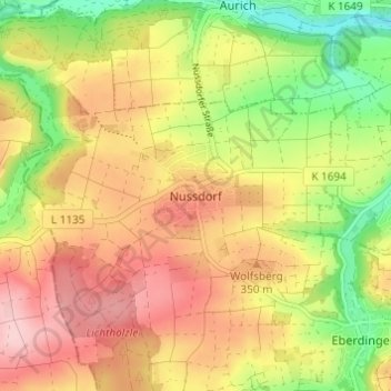 Carte topographique Nussdorf, altitude, relief