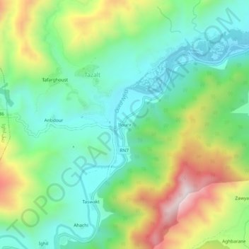 Carte topographique Ifourir, altitude, relief