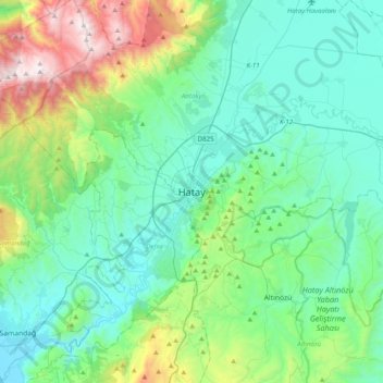 Carte topographique Hatay, altitude, relief