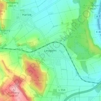 Carte topographique Lenglern, altitude, relief