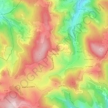 Carte topographique Les Chapuis, altitude, relief