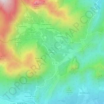 Carte topographique Erbajolo, altitude, relief