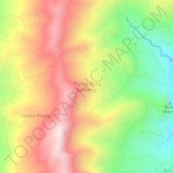 Carte topographique Toyasa Batu Limbong, altitude, relief