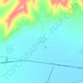 Carte topographique Karacaali, altitude, relief