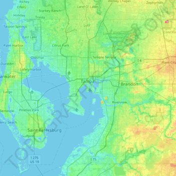 Carte topographique Davis Islands, altitude, relief