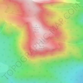 Carte topographique Green Head, altitude, relief