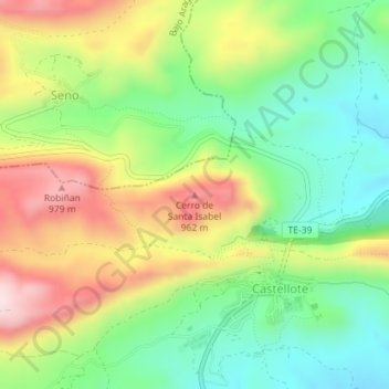 Carte topographique Cerro de Santa Isabel, altitude, relief