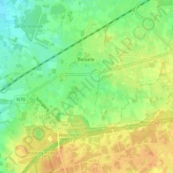 Carte topographique Populierenwijk, altitude, relief