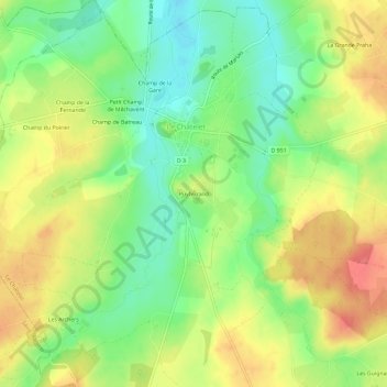 Carte topographique Puyferrand, altitude, relief