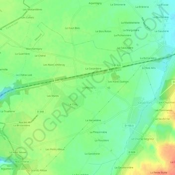 Carte topographique Le Plessis, altitude, relief