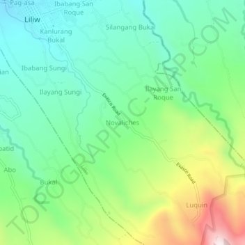 Carte topographique Novaliches, altitude, relief