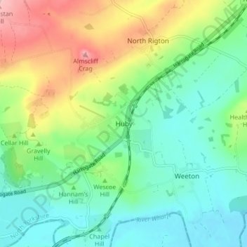 Carte topographique Huby, altitude, relief