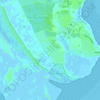 Carte topographique Sønderstrand, altitude, relief
