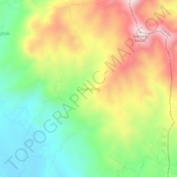 Carte topographique Cikurutug, altitude, relief