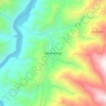 Carte topographique Sabanalarga, altitude, relief