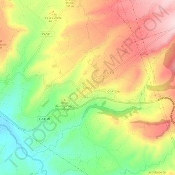 Carte topographique Isona, altitude, relief