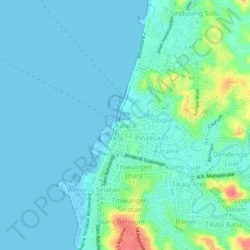 Carte topographique Calaca, altitude, relief