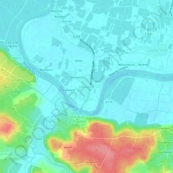 Carte topographique Lavagnac, altitude, relief