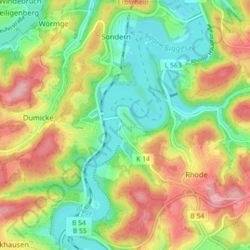 Carte topographique Stade, altitude, relief