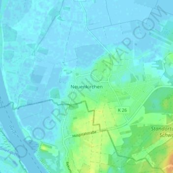 Carte topographique Neuenkirchen, altitude, relief