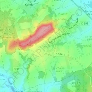 Carte topographique Sceaucourt, altitude, relief