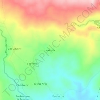 Carte topographique Huasquilla, altitude, relief