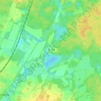 Carte topographique Aschauteiche, altitude, relief