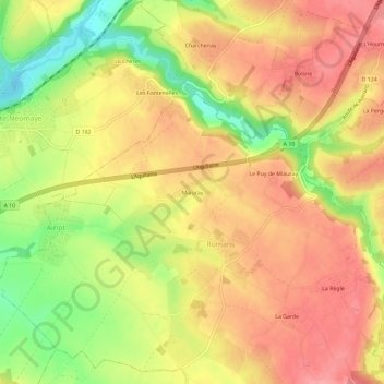 Carte topographique Miauray, altitude, relief