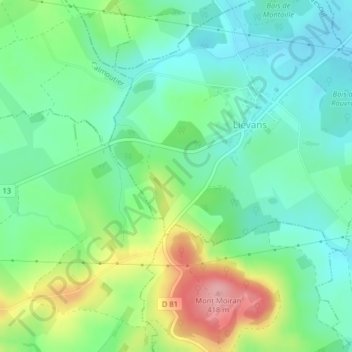 Carte topographique En la Verpière, altitude, relief