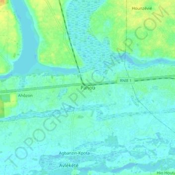 Carte topographique Pahou, altitude, relief