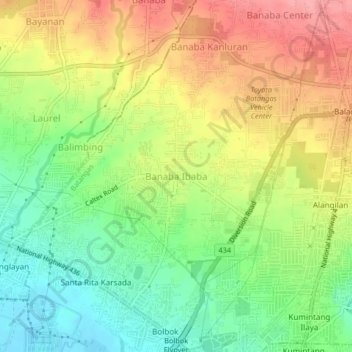 Carte topographique Banaba South, altitude, relief