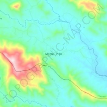 Carte topographique Mamá Tingó, altitude, relief