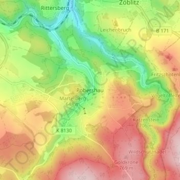Carte topographique Pobershau, altitude, relief