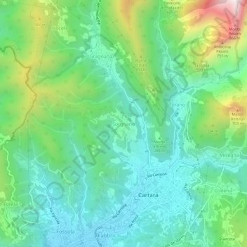 Carte topographique Sorgnano, altitude, relief