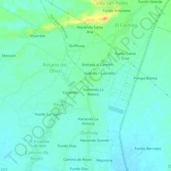 Carte topographique Mejia, altitude, relief