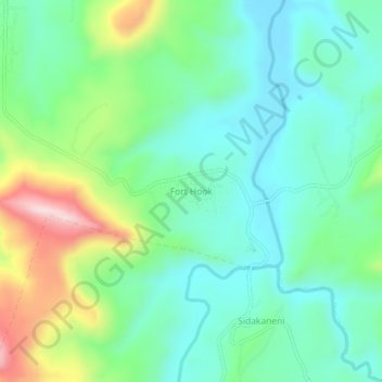 Carte topographique Fort Hook, altitude, relief