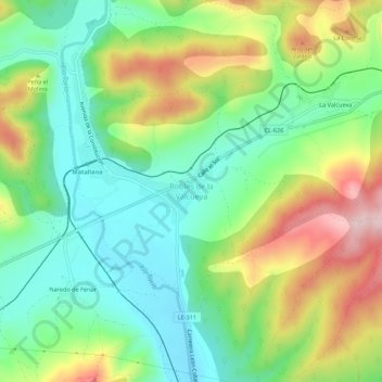 Carte topographique Robles de la Valcueva, altitude, relief