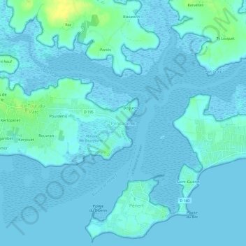Carte topographique Pencadénic, altitude, relief