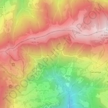 Carte topographique Sbarra, altitude, relief