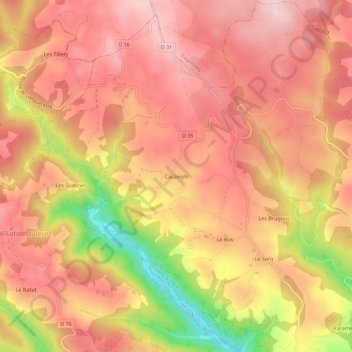 Carte topographique Cacaviole, altitude, relief