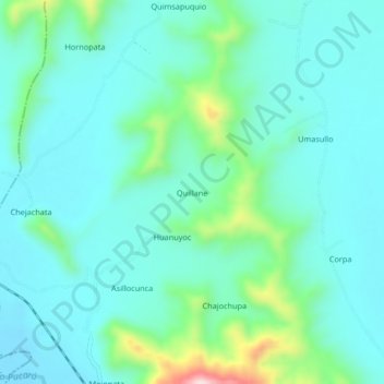 Carte topographique Quillane, altitude, relief