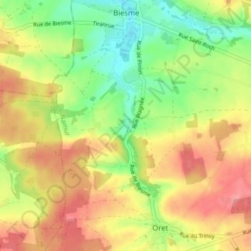 Carte topographique Wagnée, altitude, relief